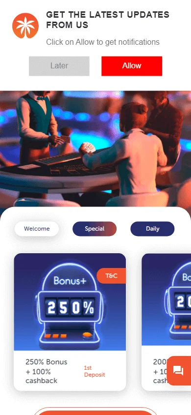 Rich Palms Casino promotions screen on a mobile device